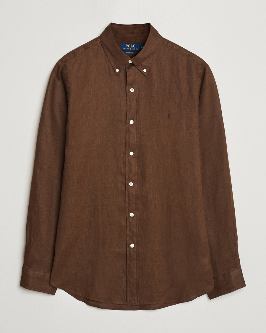 Hombres | Camisas | Polo Ralph Lauren | Custom Fit Linen Button Down Chocolate Mousse