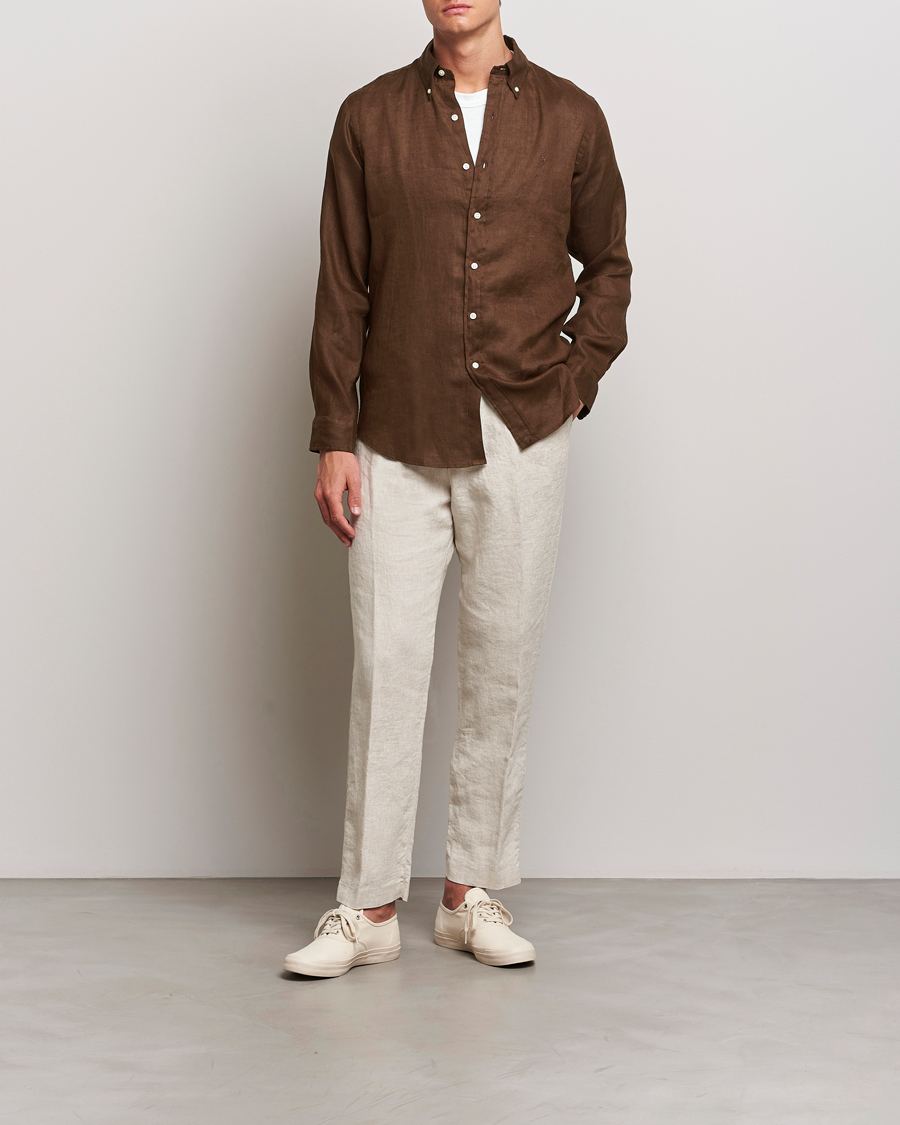 Hombres | Camisas | Polo Ralph Lauren | Custom Fit Linen Button Down Chocolate Mousse