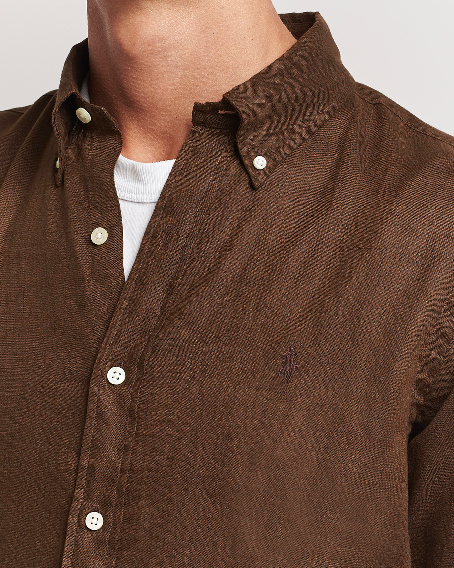 Hombres | Camisas | Polo Ralph Lauren | Custom Fit Linen Button Down Chocolate Mousse