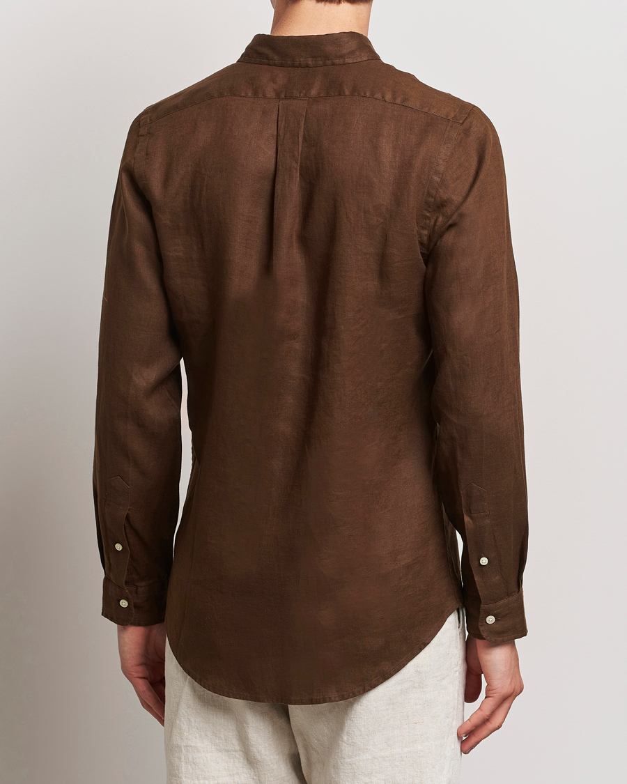 Hombres | Camisas | Polo Ralph Lauren | Slim Fit Linen Button Down Shirt Chocolate Mousse