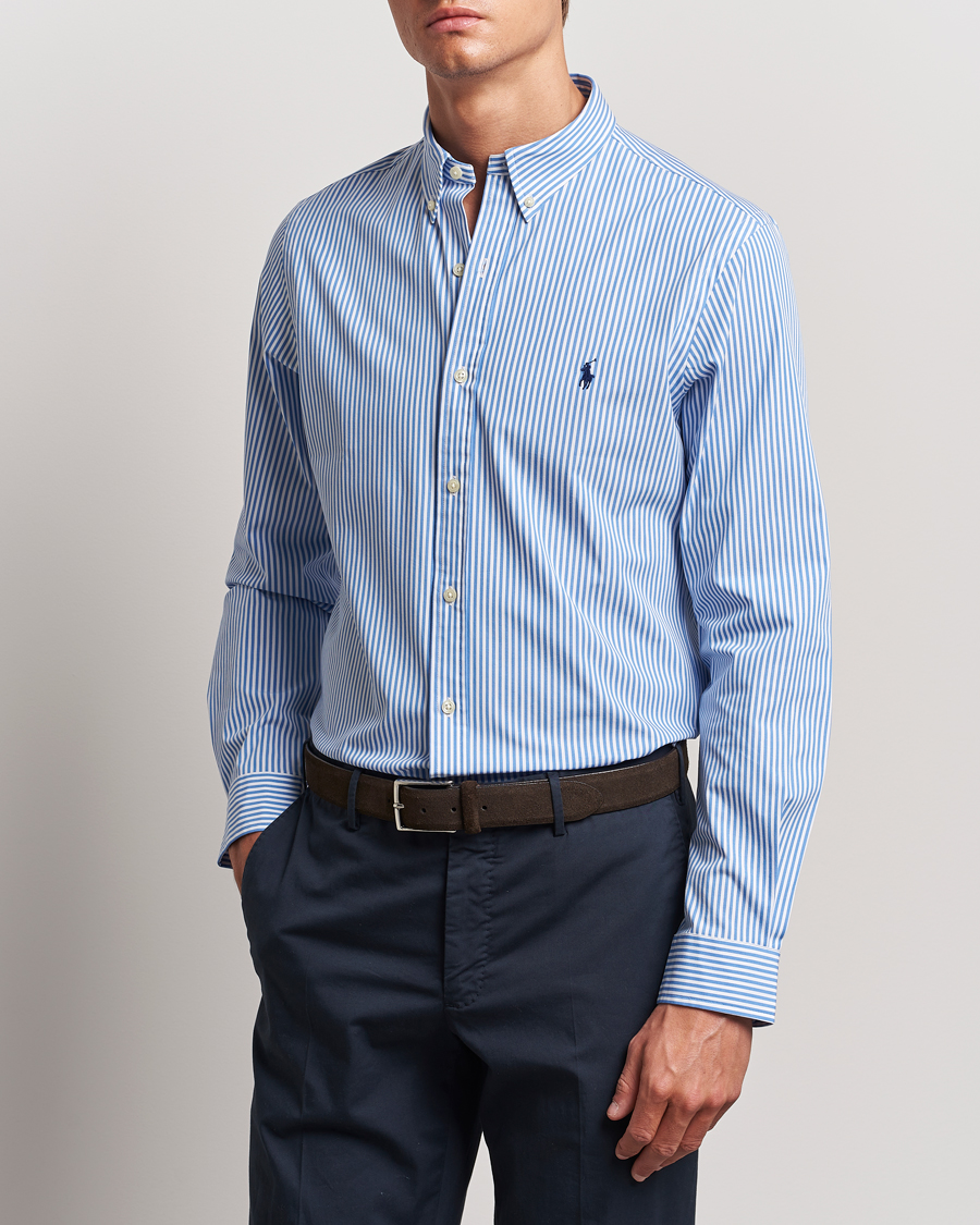 Hombres |  | Polo Ralph Lauren | Slim Fit Striped Poplin Shirt Light Blue/White