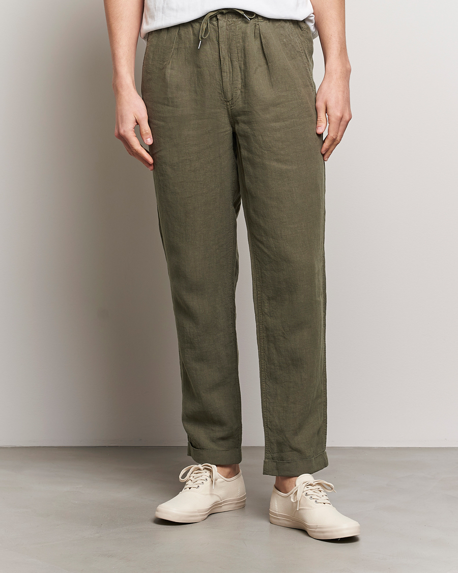 Men | Linen Trousers | Polo Ralph Lauren | Prepster Linen Trousers Thermal Green