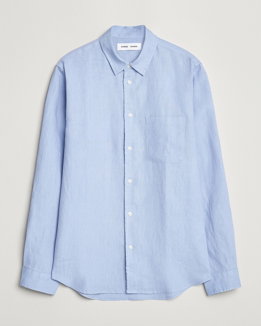 Hombres | Camisas | Samsøe Samsøe | Liam Linen Shirt Brunnera Blue