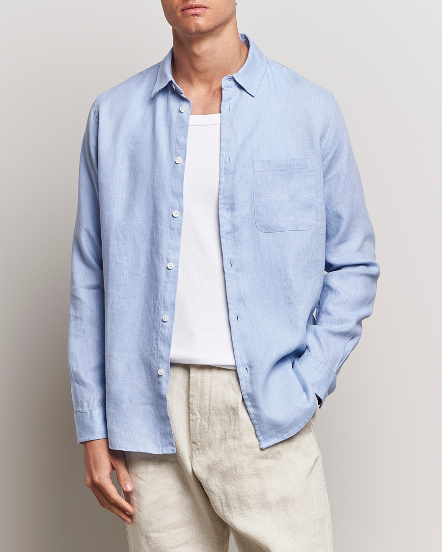 Hombres | Camisas | Samsøe Samsøe | Liam Linen Shirt Brunnera Blue