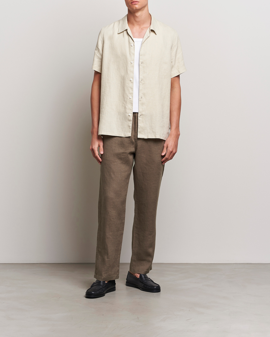 Hombres | Camisas | Samsøe Samsøe | Saavan Linen Short Sleeve Shirt Castle Wall