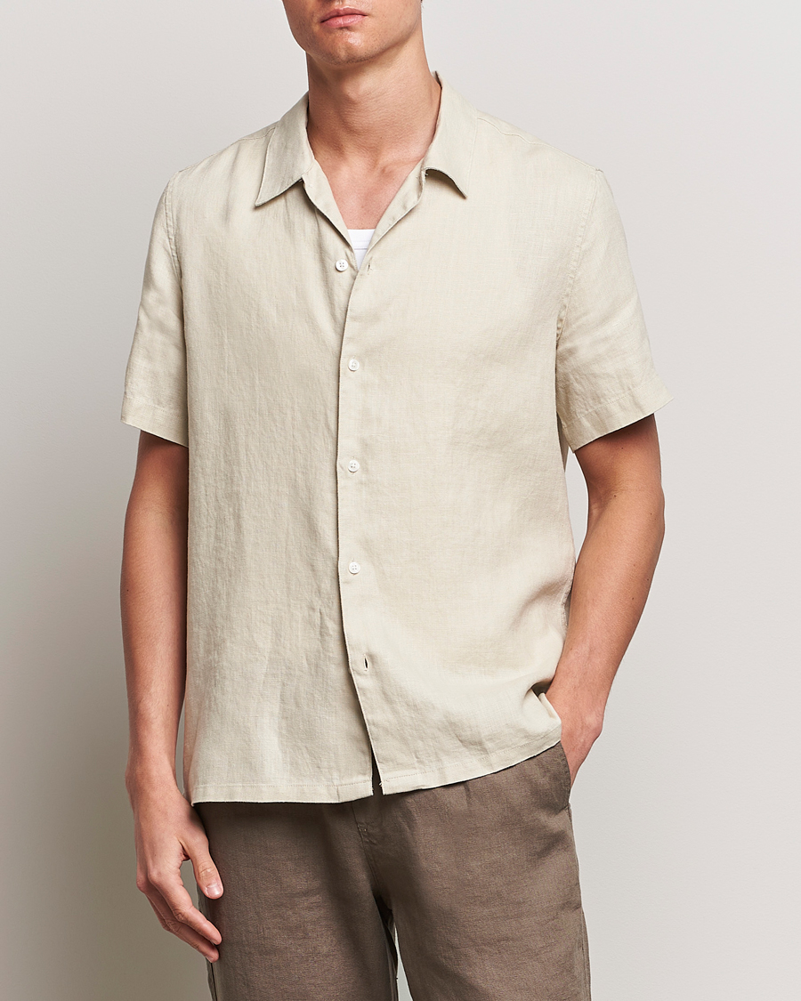 Hombres | Camisas | Samsøe Samsøe | Saavan Linen Short Sleeve Shirt Castle Wall