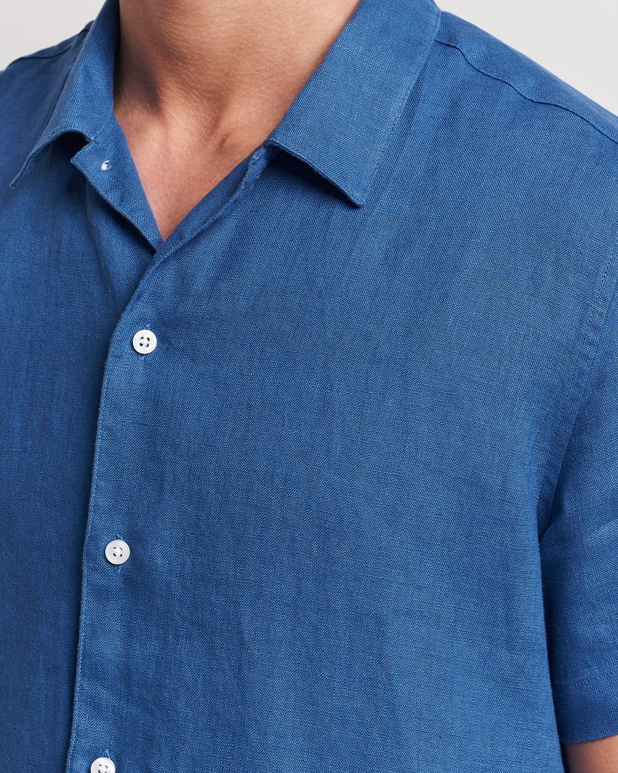 Hombres | Camisas | Samsøe Samsøe | Saavan Linen Short Sleeve Shirt Déja Vu Blue