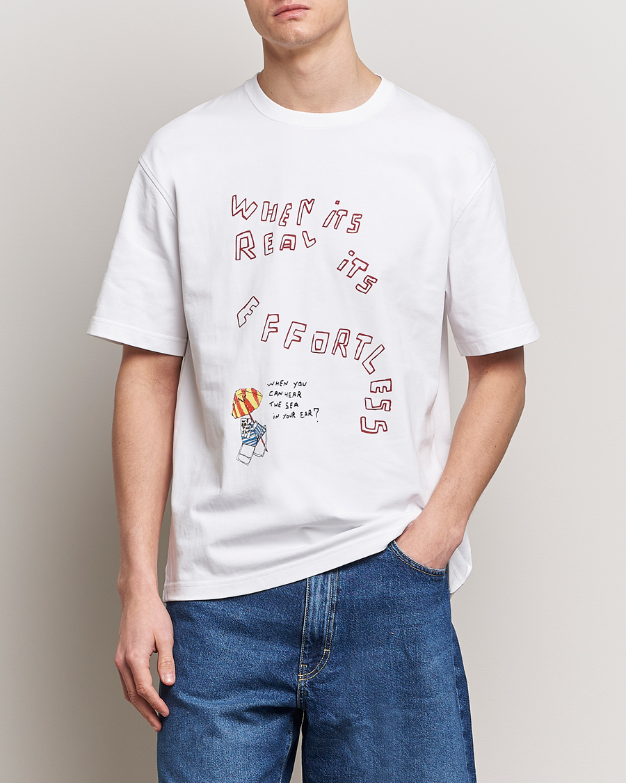 Hombres | Camisetas | Samsøe Samsøe | Sagiotto Printed Crew Neck T-Shirt White Effortless