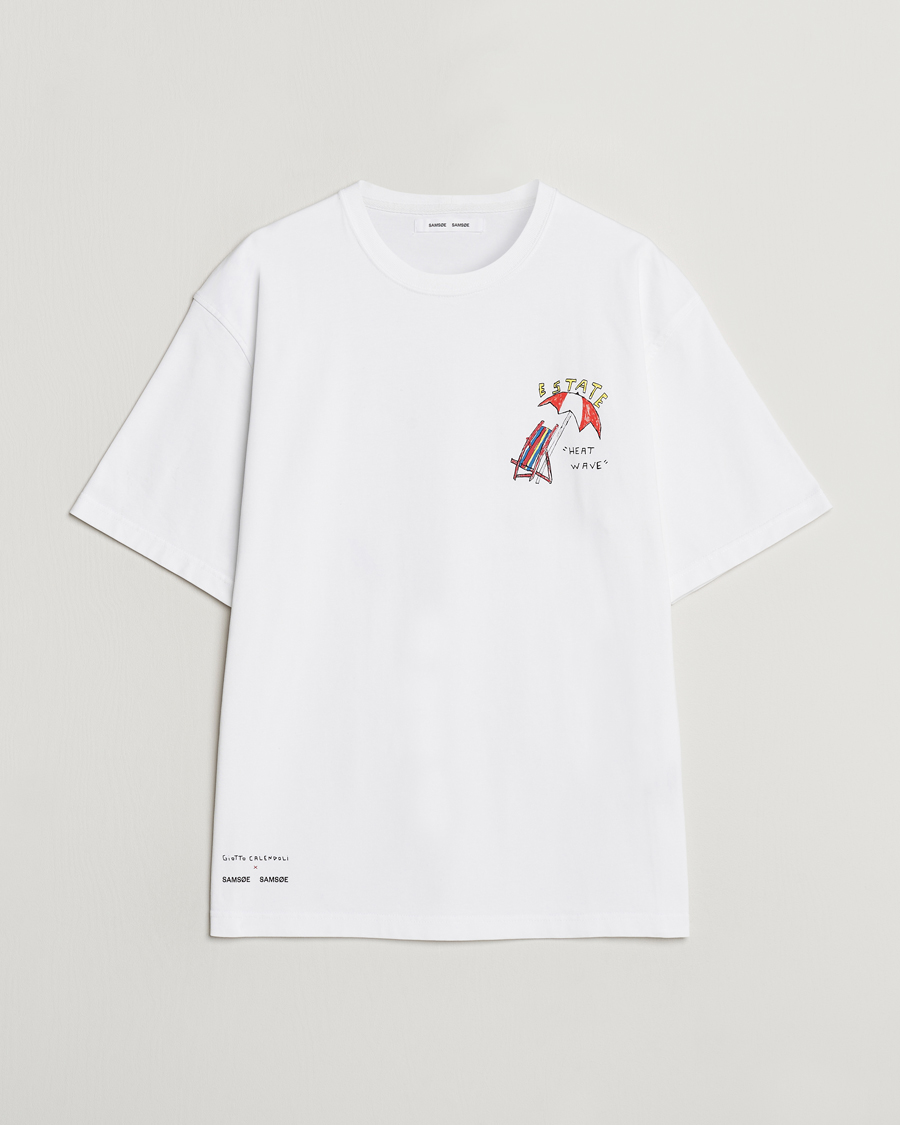 Hombres | Camisetas | Samsøe Samsøe | Sagiotto Printed Crew Neck T-Shirt White Estate
