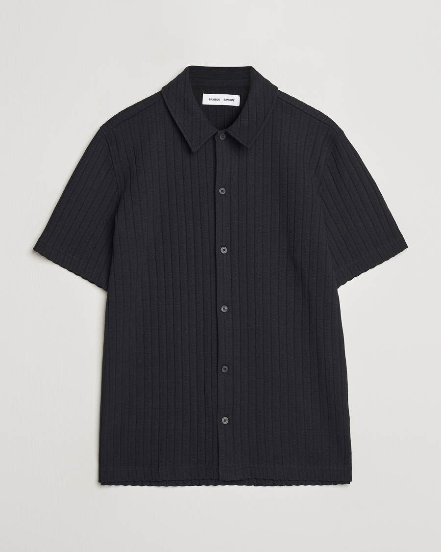 Hombres | Camisas | Samsøe Samsøe | Sakvistbro Structured Short Sleeve Shirt Black