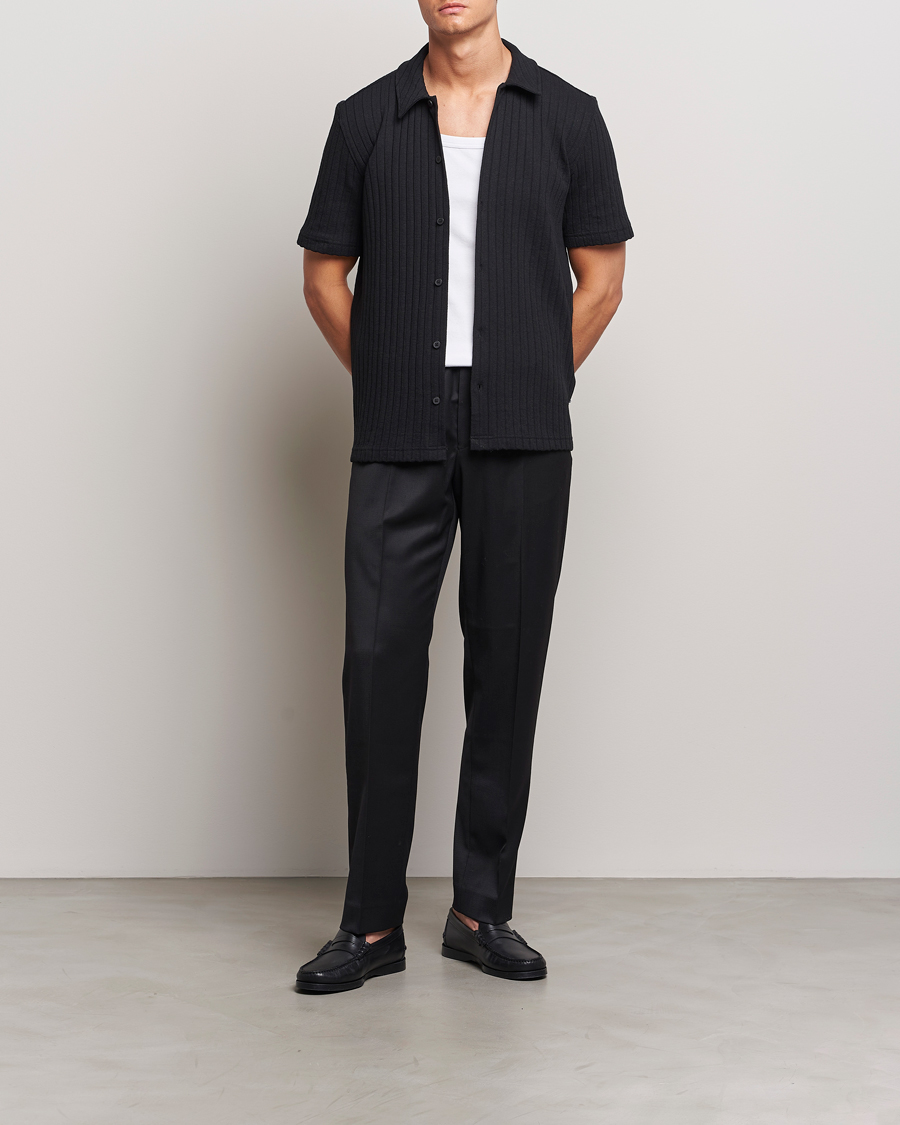 Hombres | Camisas | Samsøe Samsøe | Sakvistbro Structured Short Sleeve Shirt Black