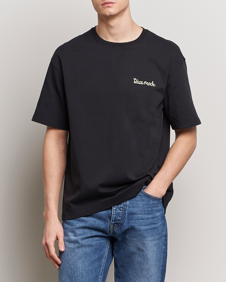 Hombres | Camisetas negras | Samsøe Samsøe | Savaca Printed Crew Neck T-Shirt Black