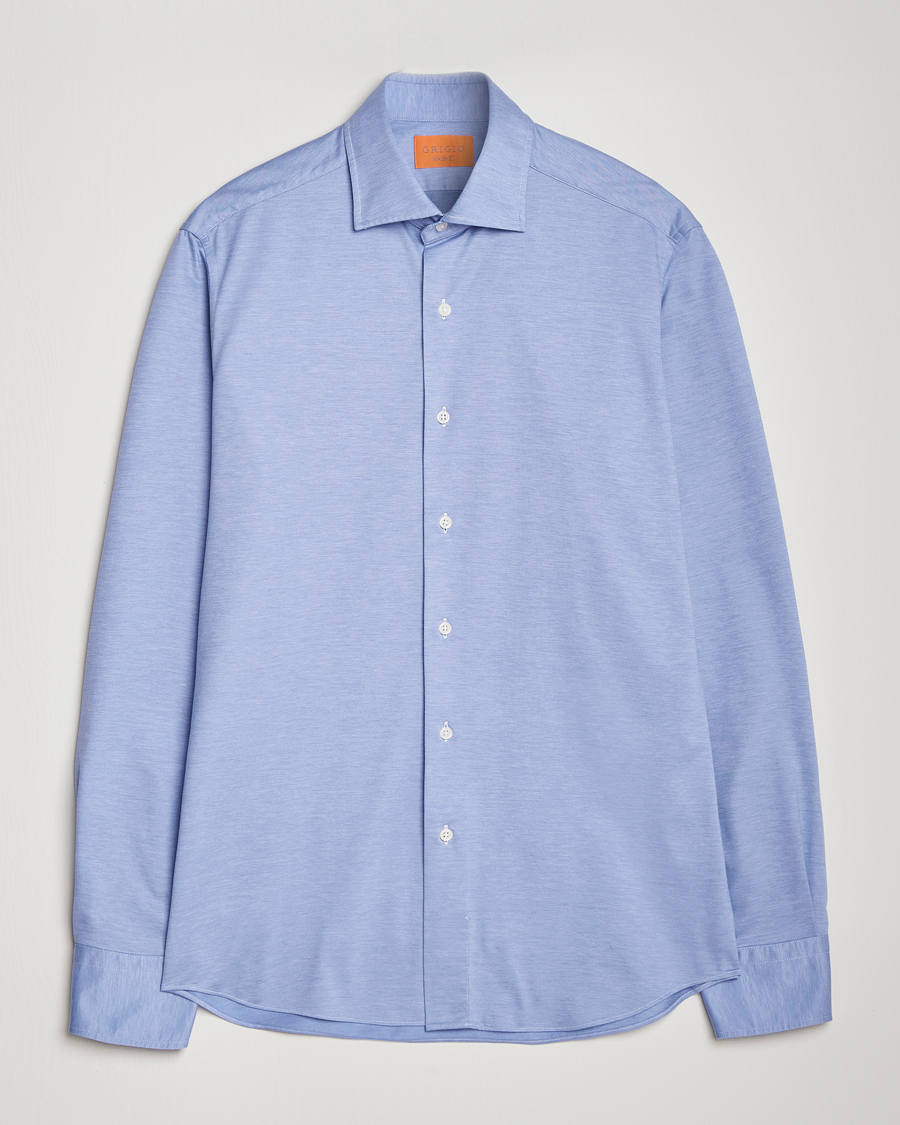 Hombres | Camisas | Grigio | Cotton Jersey Shirt Light Blue