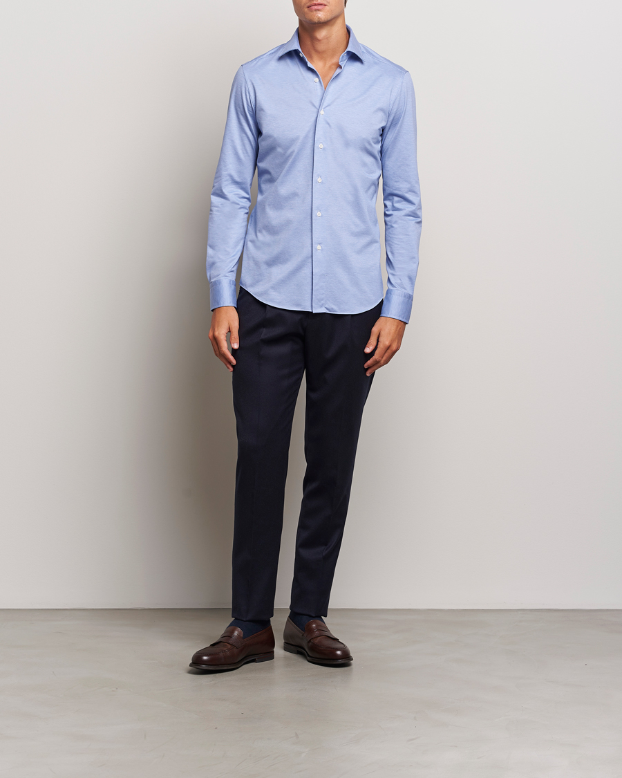 Hombres | Camisas | Grigio | Cotton Jersey Shirt Light Blue