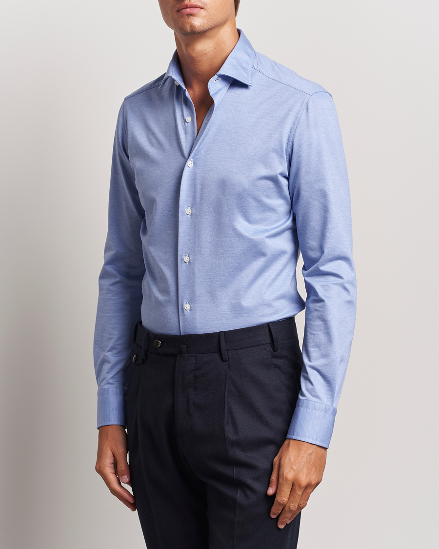 Hombres | Camisas | Grigio | Cotton Jersey Shirt Light Blue