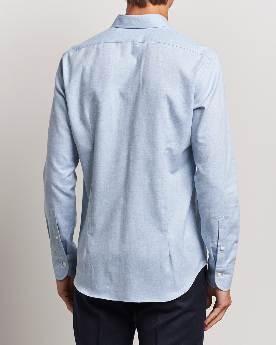 Hombres | Camisas | Grigio | Washed Flannel Shirt Light Blue