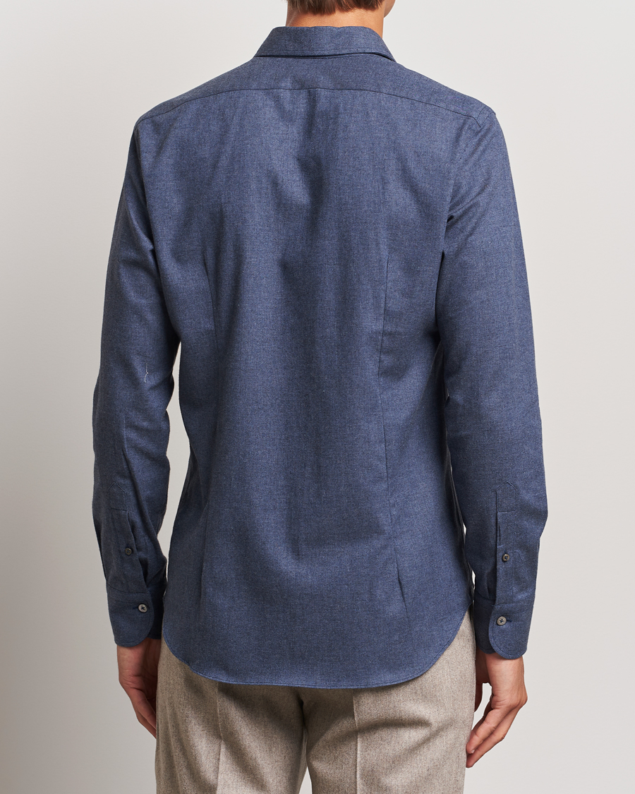 Hombres | Camisas | Grigio | Washed Flannel Shirt Navy