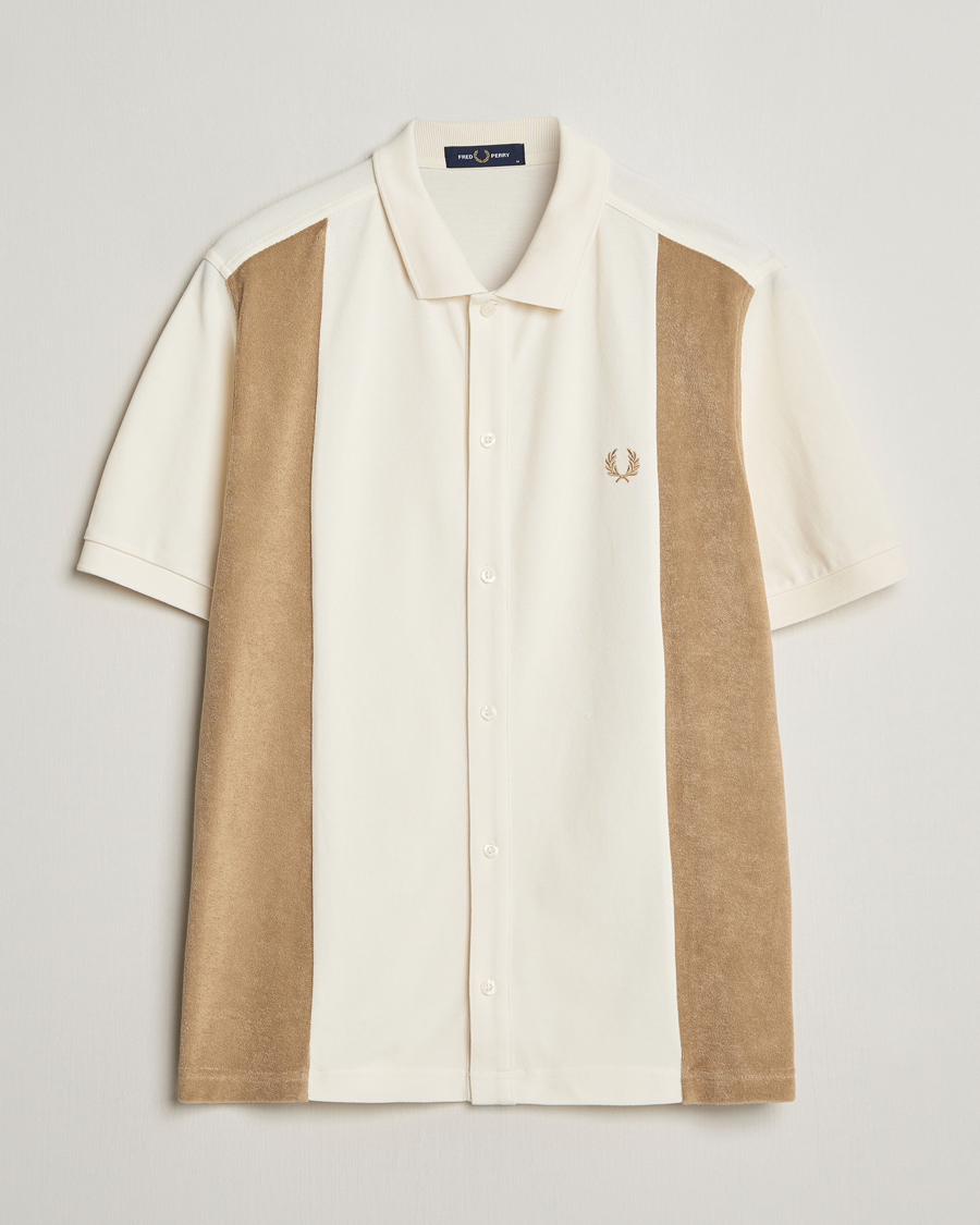Hombres | Camisas | Fred Perry | Towelling Panel Polo Short Sleeve Shirt Ecru