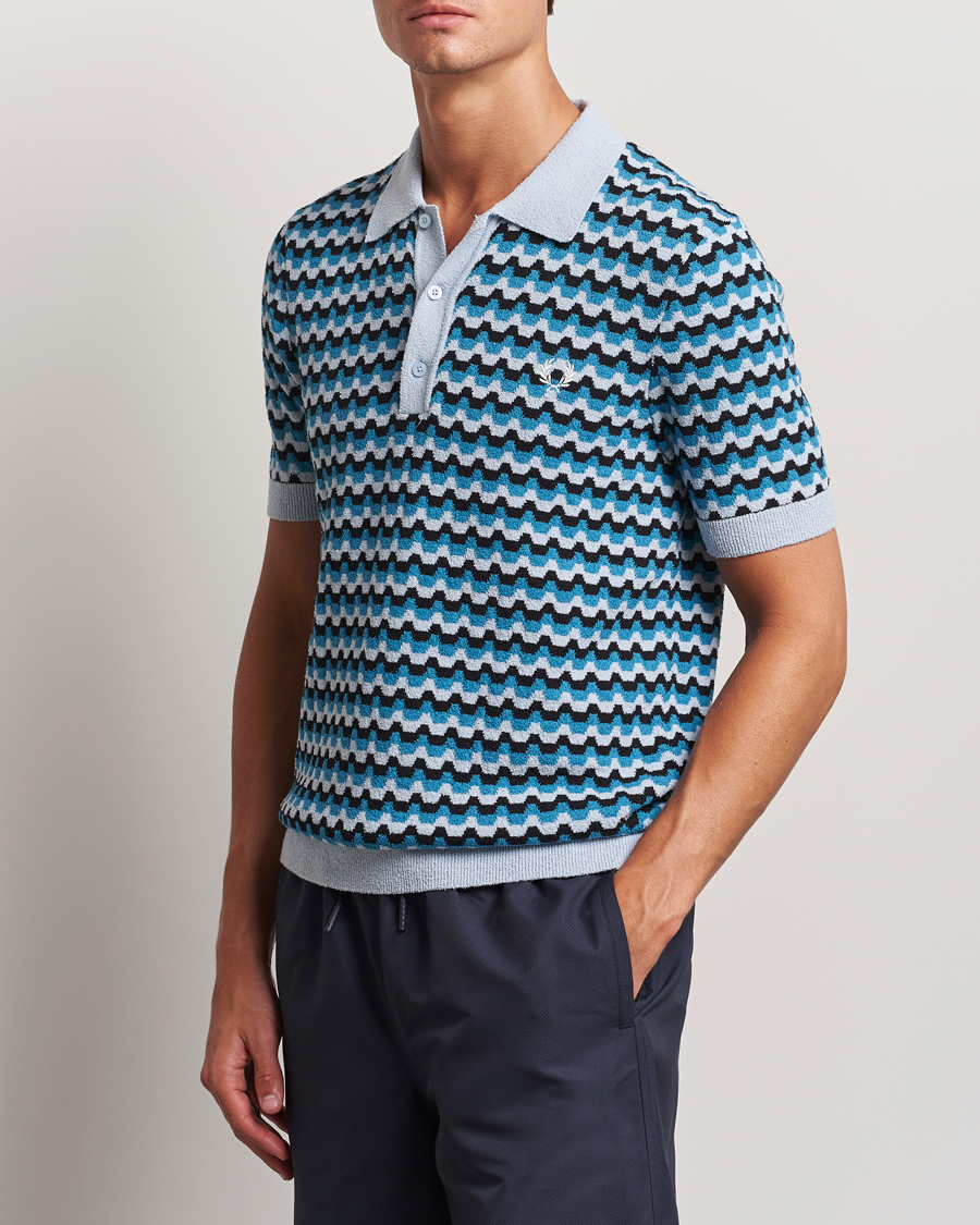 Hombres | Polos | Fred Perry | Bouclé Jacquard Knitted Polo Light Smoke