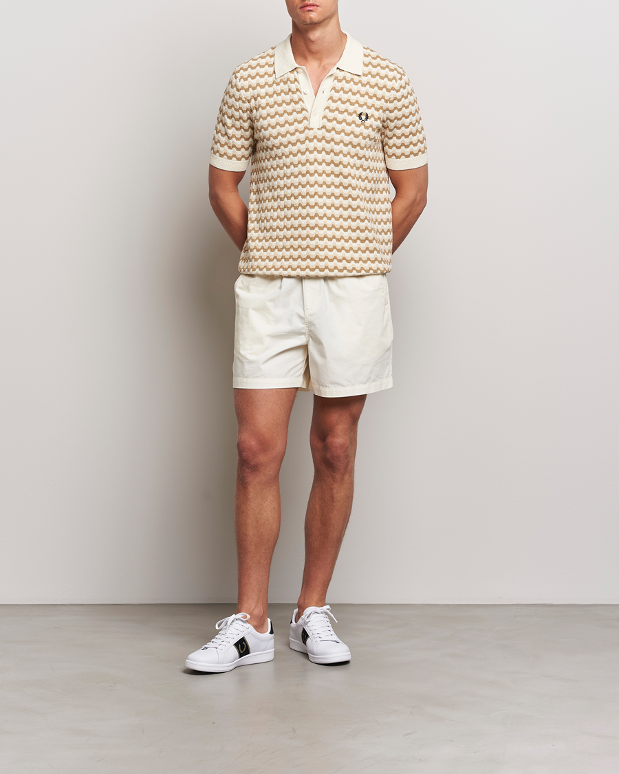 Hombres | Polos | Fred Perry | Bouclé Jacquard Knitted Polo Ecru