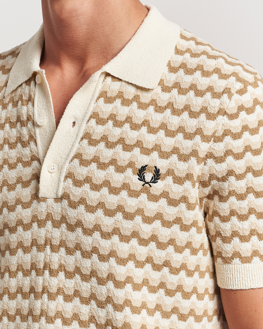Hombres | Polos | Fred Perry | Bouclé Jacquard Knitted Polo Ecru