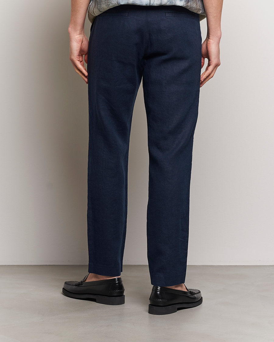 Hombres | Pantalones | NN07 | Theo Linen Trousers Navy Blue