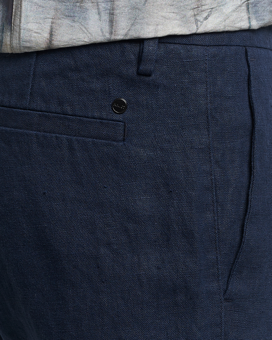 Hombres | Pantalones | NN07 | Theo Linen Trousers Navy Blue