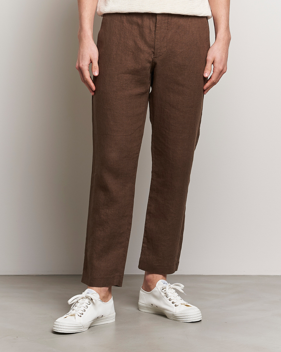 Hombres | NN07 | NN07 | Theo Linen Trousers Cocoa Brown