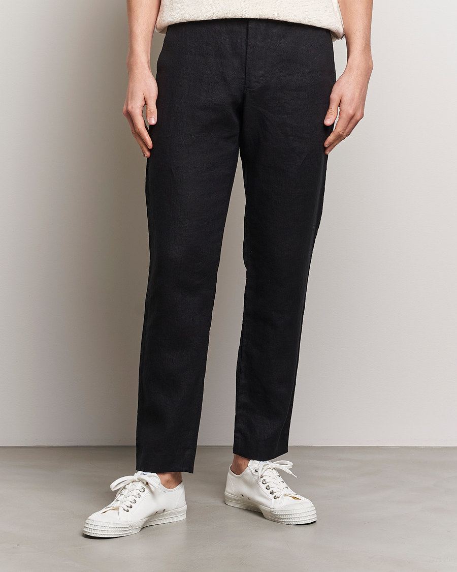 Men | Linen Trousers | NN07 | Theo Linen Trousers Black