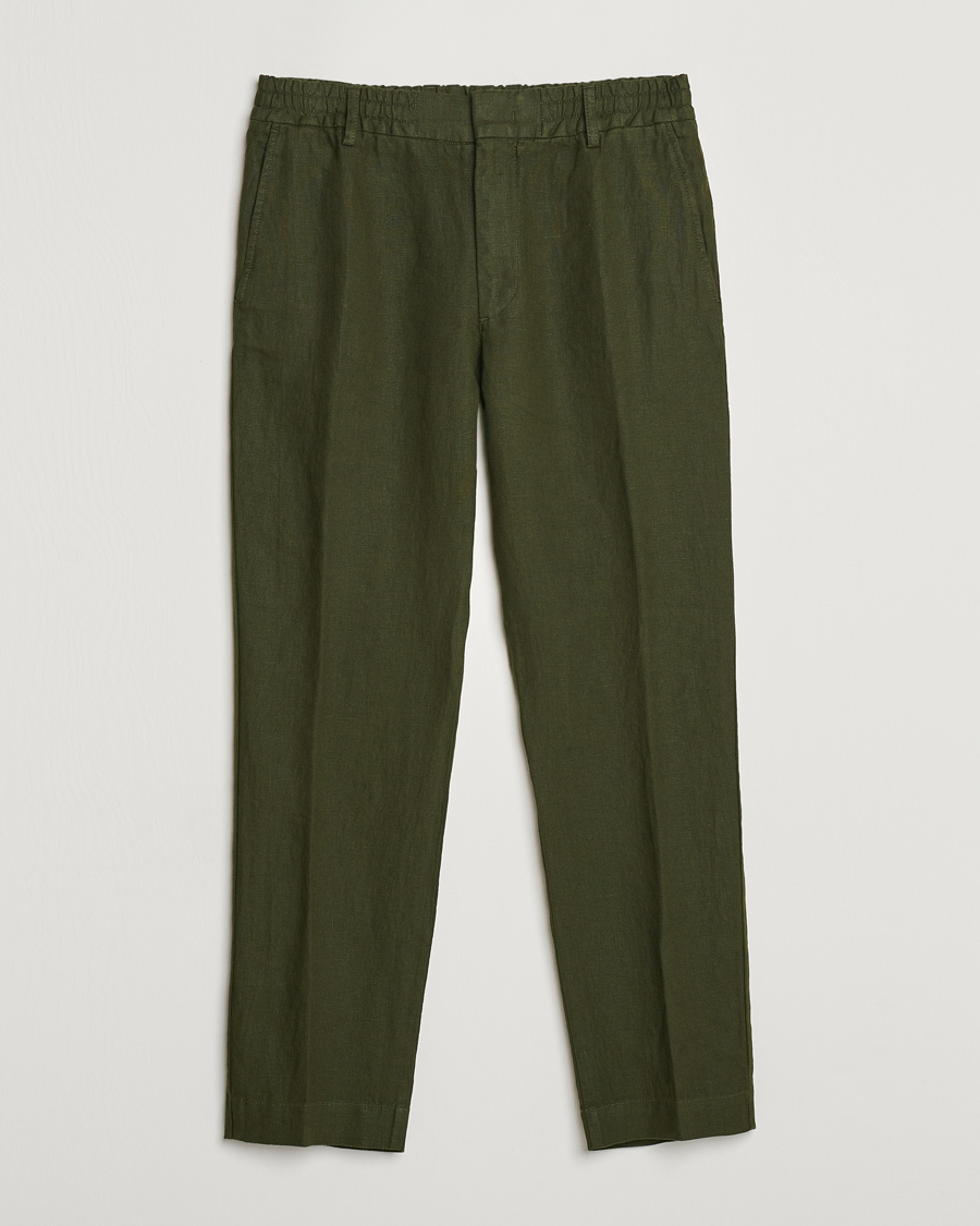 Hombres | Pantalones | NN07 | Billie Linen Drawstring Trousers Rosin Green