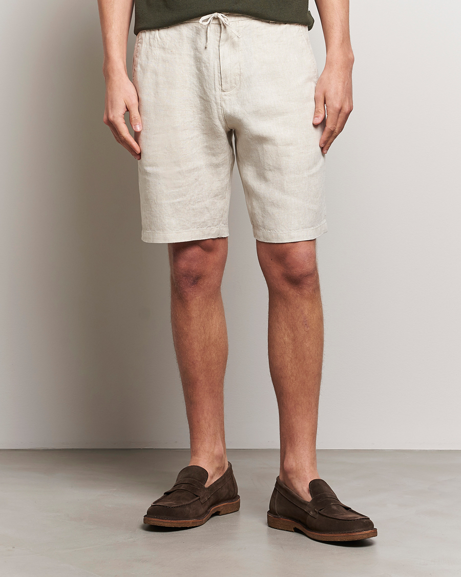 Hombres | Pantalones cortos de lino | NN07 | Seb Linen Drawstring Shorts Oat