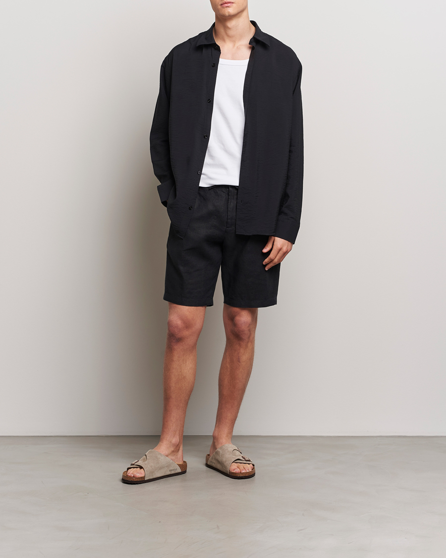 Hombres | Pantalones cortos | NN07 | Seb Linen Drawstring Shorts Black