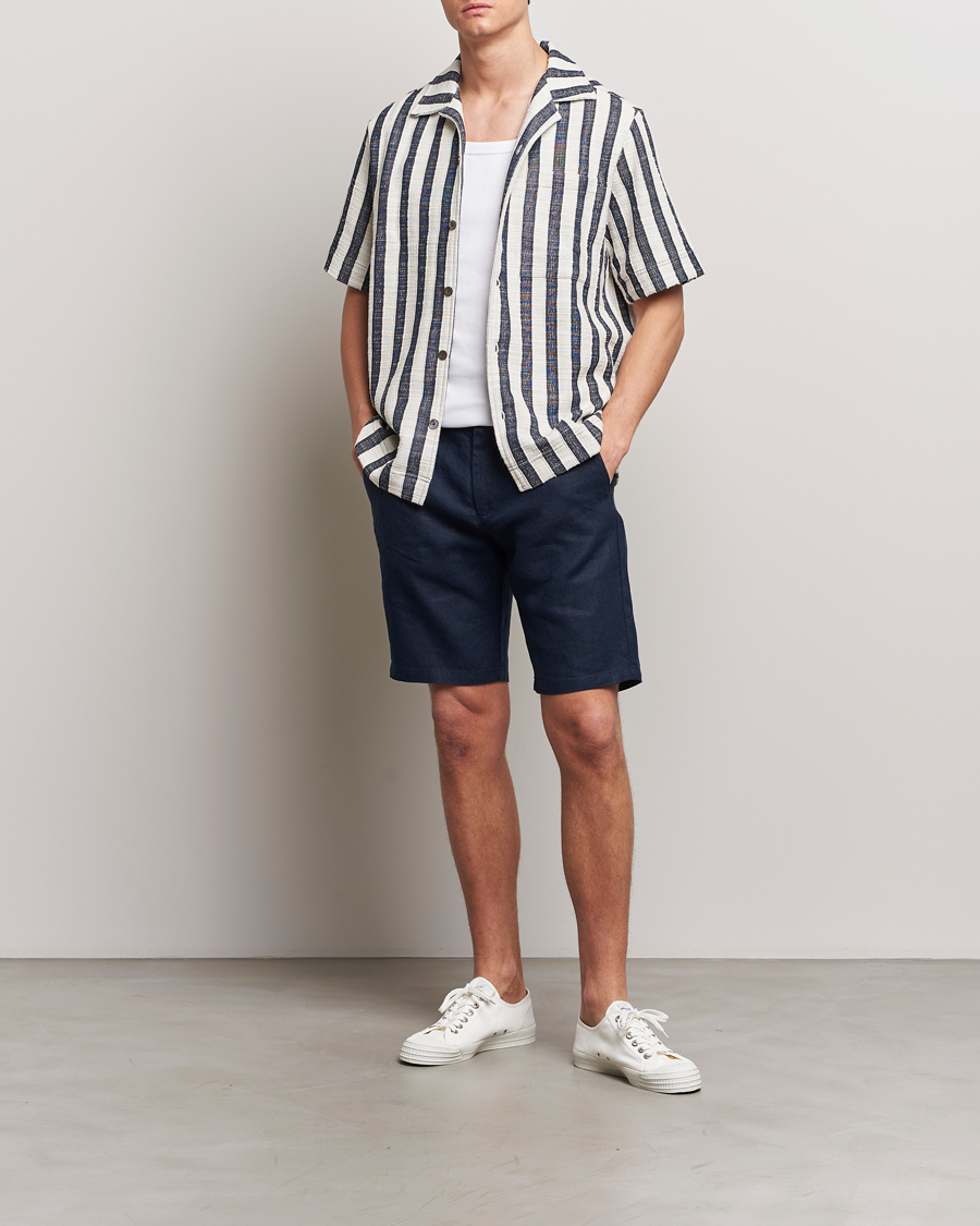 Hombres | Pantalones cortos | NN07 | Crown Linen Shorts Navy Blue
