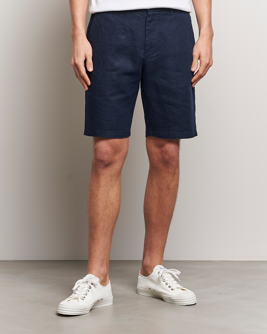 Hombres | NN07 | NN07 | Crown Linen Shorts Navy Blue