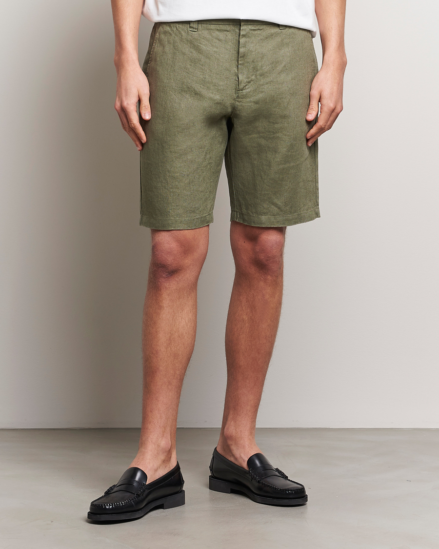 Hombres | NN07 | NN07 | Crown Linen Shorts Lichten Green
