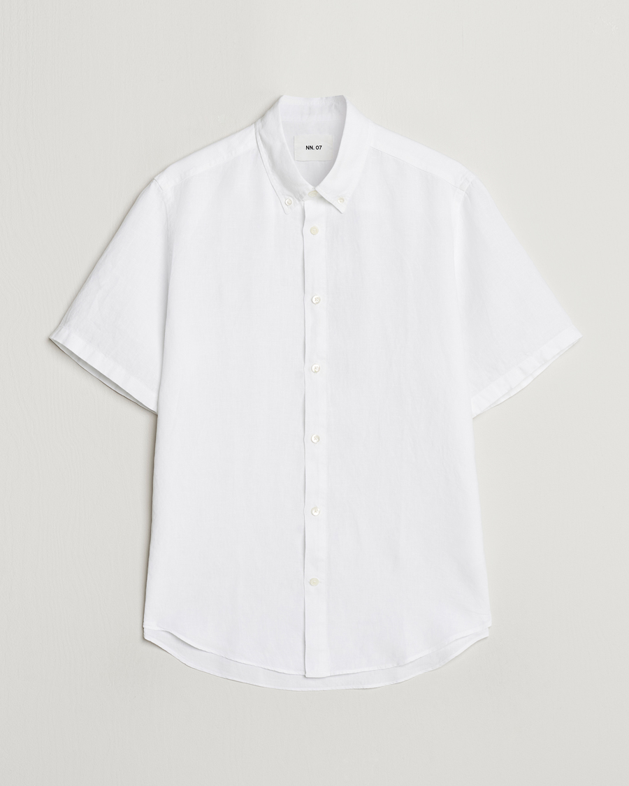 Hombres | Camisas | NN07 | Arne Linen Short Sleeve Shirt White