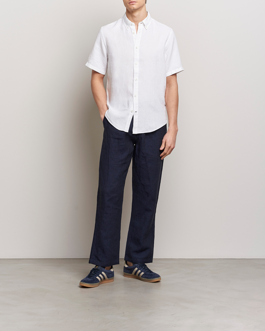 Hombres | Camisas | NN07 | Arne Linen Short Sleeve Shirt White