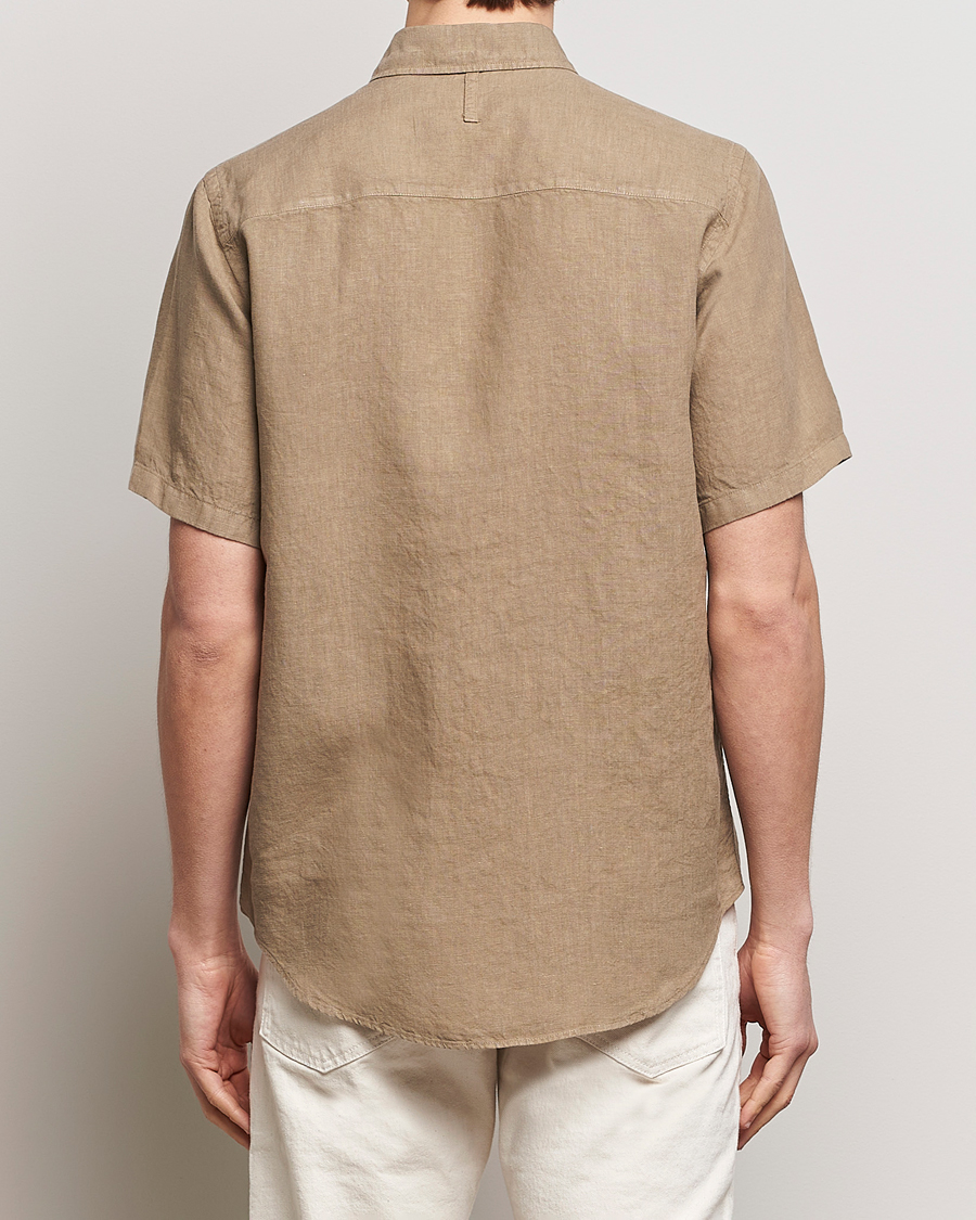 Hombres | Camisas | NN07 | Arne Linen Short Sleeve Shirt Greige