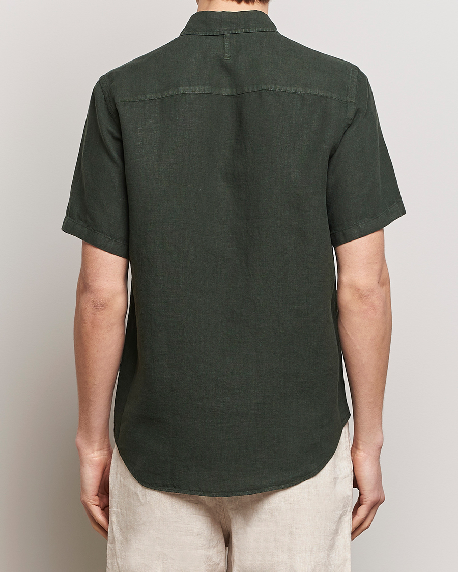 Hombres | Camisas | NN07 | Arne Linen Short Sleeve Shirt Rosin Green