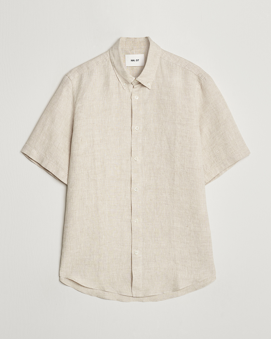 Hombres | Camisas | NN07 | Arne Linen Short Sleeve Shirt Oat