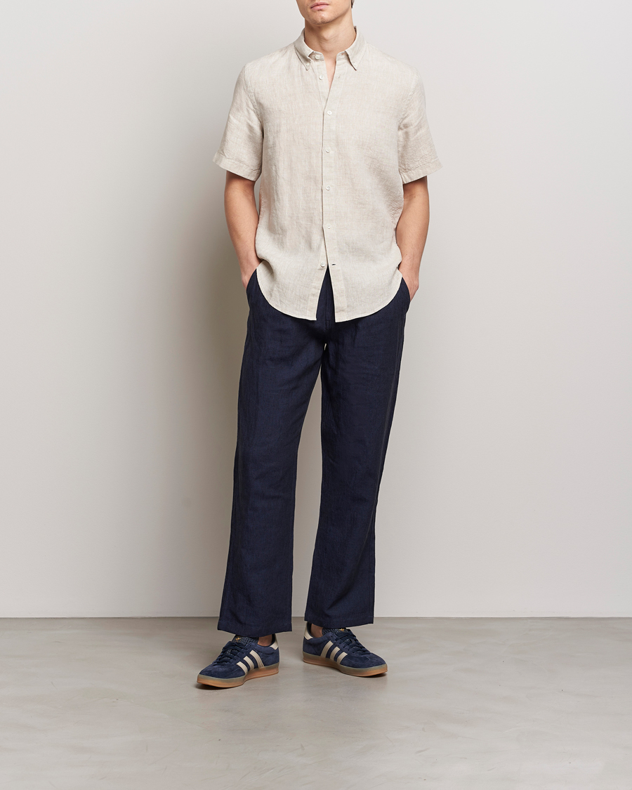 Hombres | Camisas | NN07 | Arne Linen Short Sleeve Shirt Oat