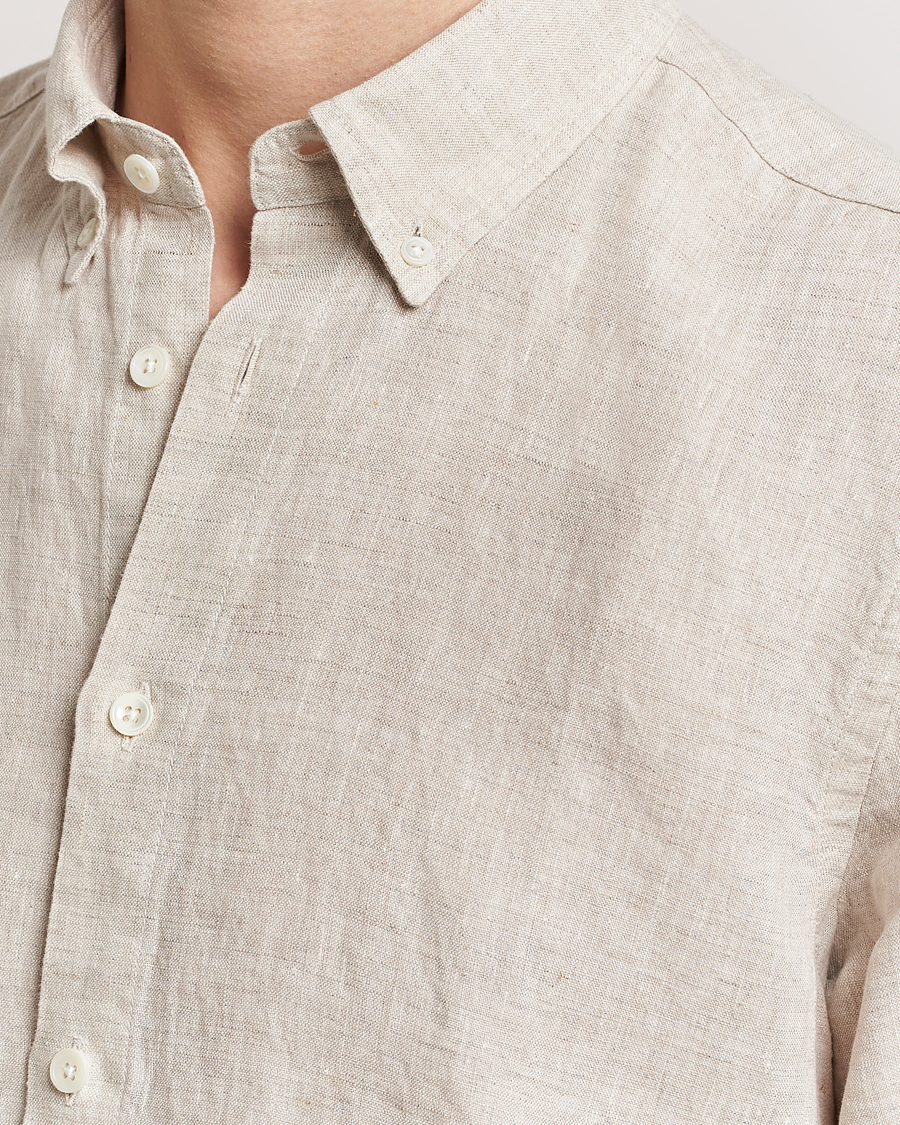 Hombres | Camisas | NN07 | Arne Linen Short Sleeve Shirt Oat