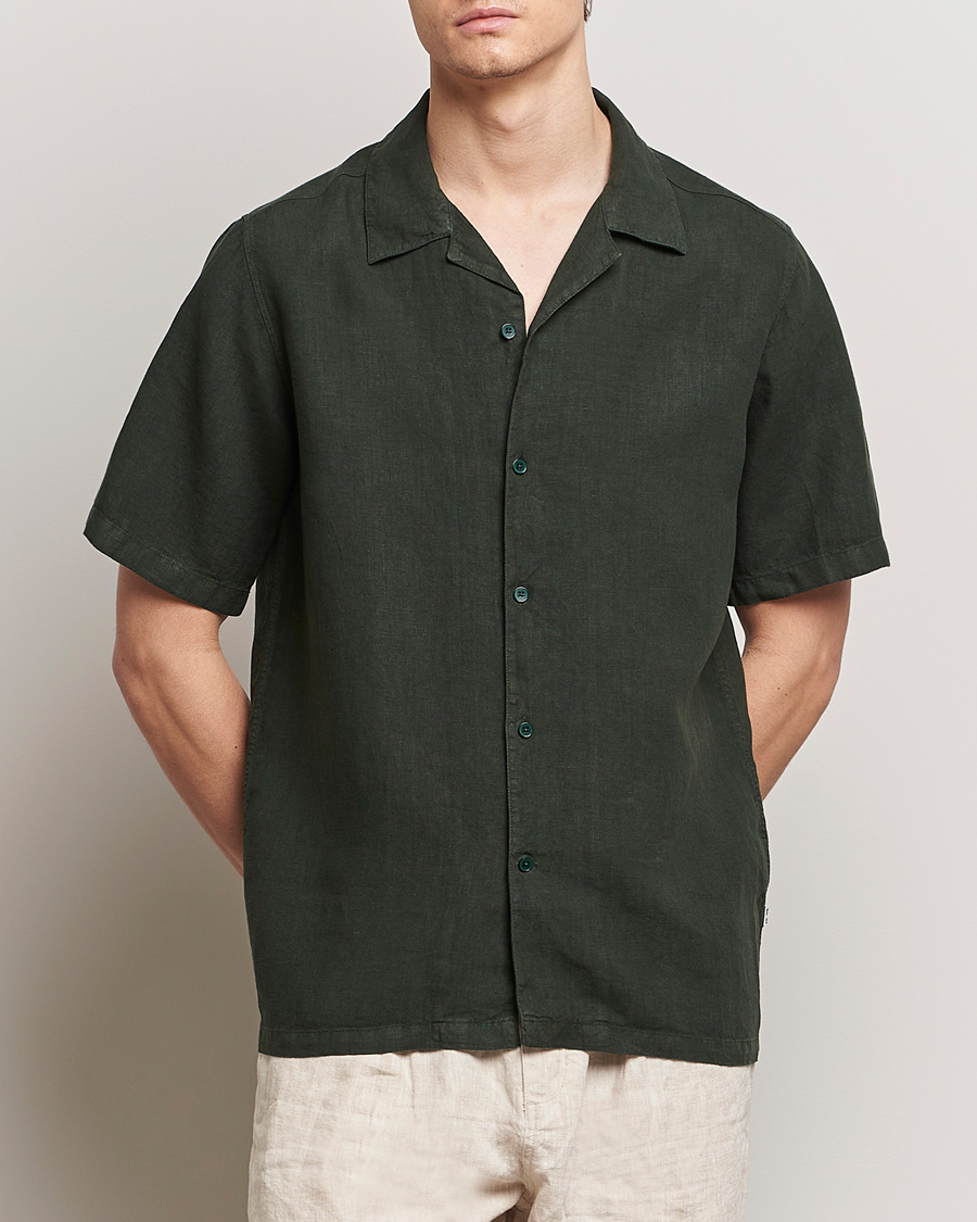 Hombres | Camisas de manga corta | NN07 | Julio Linen Resort Shirt Rosin Green