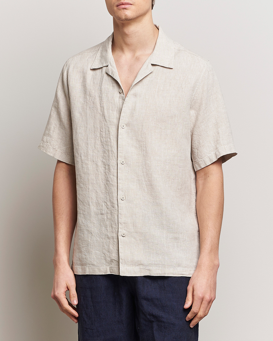 Hombres | Camisas de manga corta | NN07 | Julio Linen Resort Shirt Oat