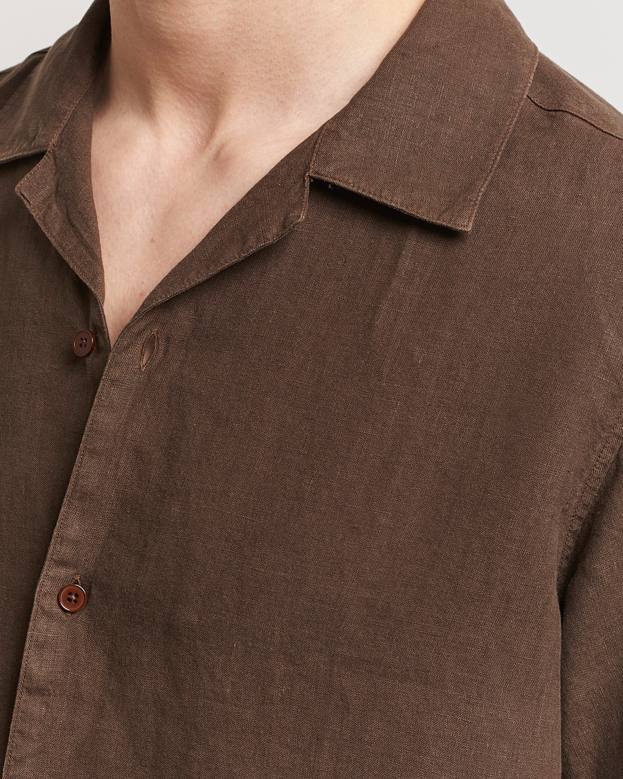 Hombres | Camisas | NN07 | Julio Linen Resort Shirt Cocoa Brown