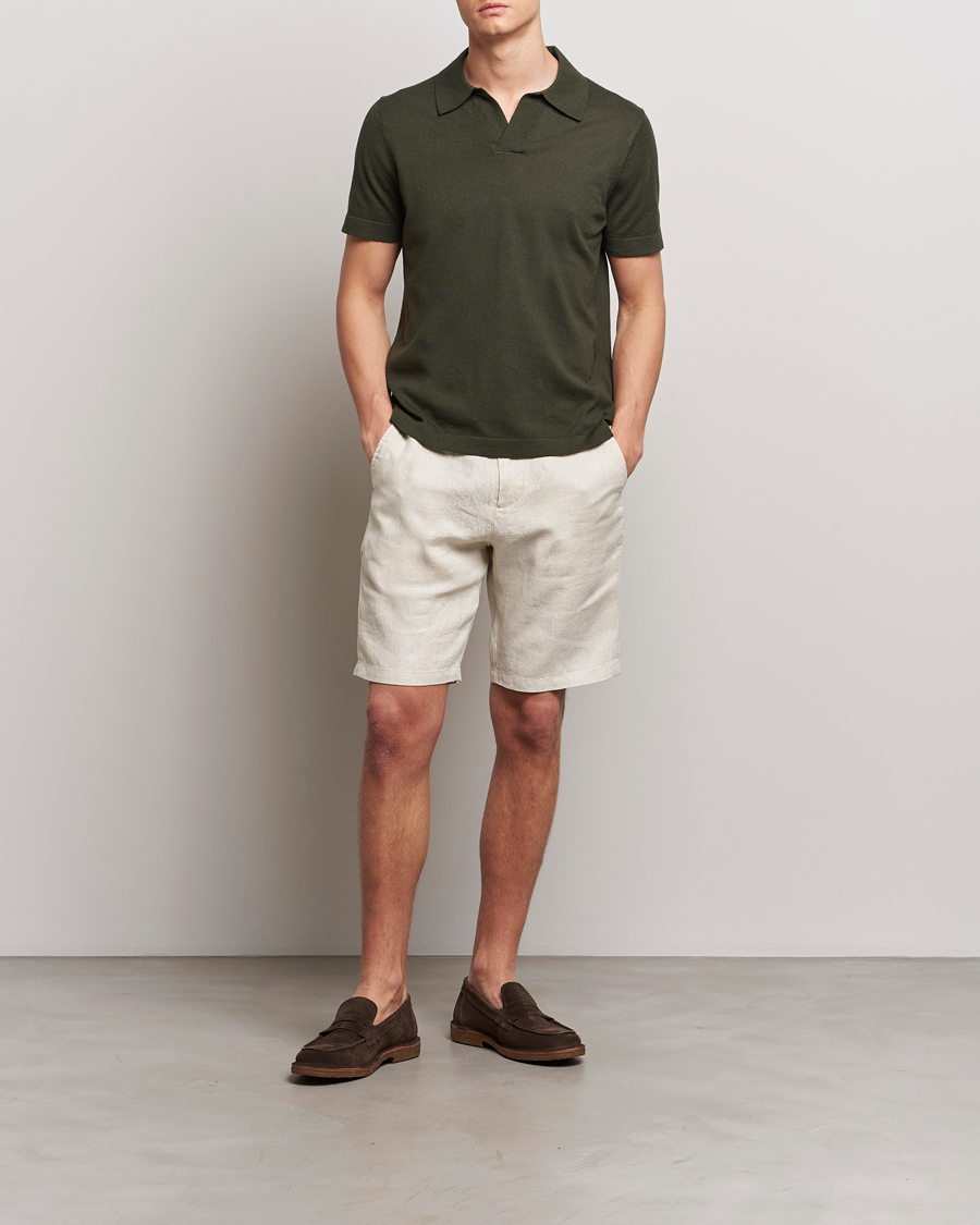 Hombres | Polos | NN07 | Ryan Cotton/Linen Polo Rosin Green