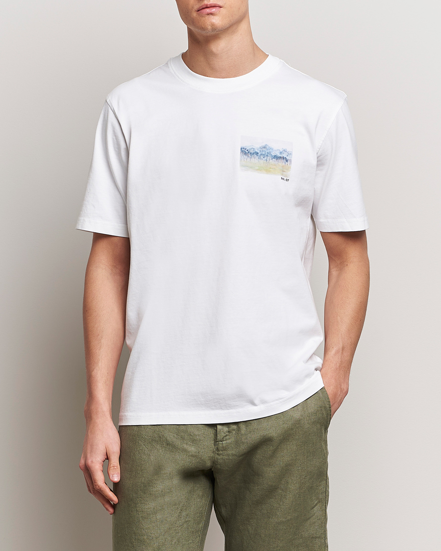 Hombres | NN07 | NN07 | Adam Printed Crew Neck T-Shirt White