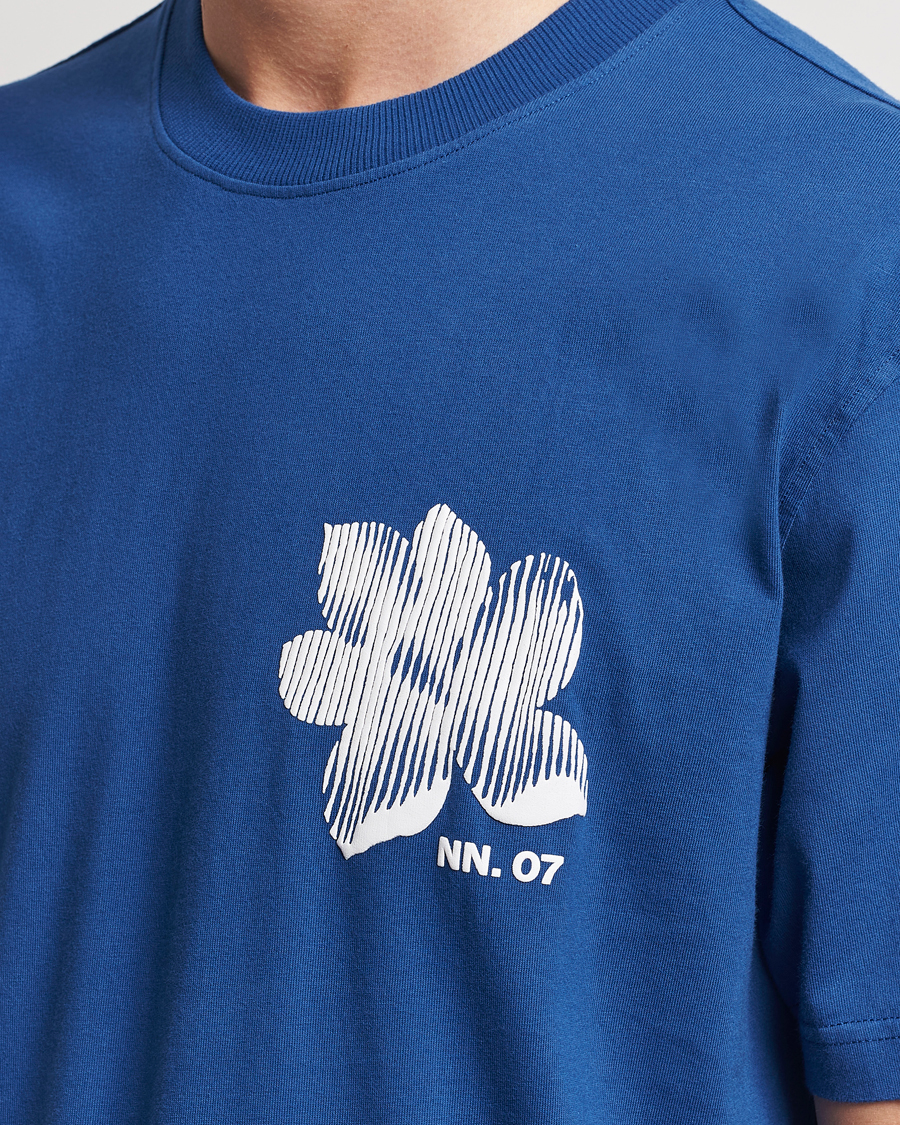 Hombres | Camisetas | NN07 | Adam Printed Crew Neck T-Shirt Blue Quartz