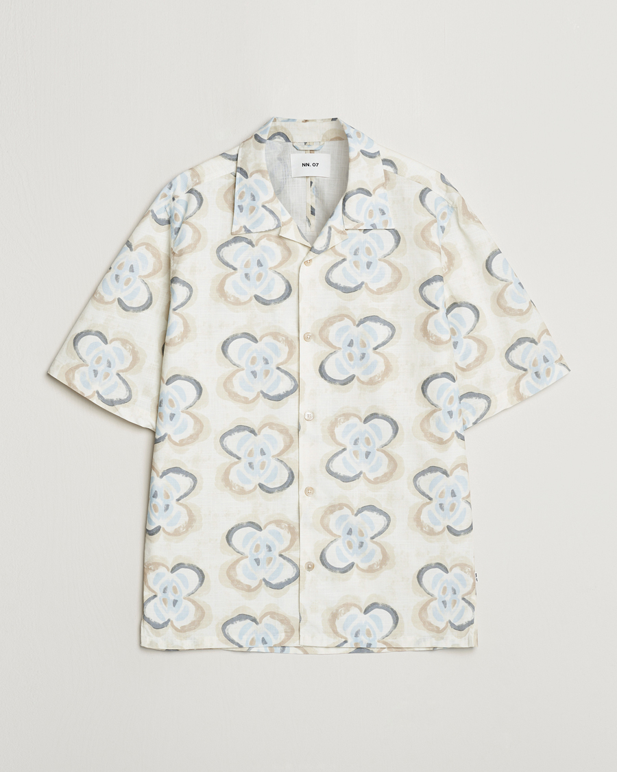 Hombres | Camisas | NN07 | Ole Printed Short Sleeve Shirt Ecru Multi