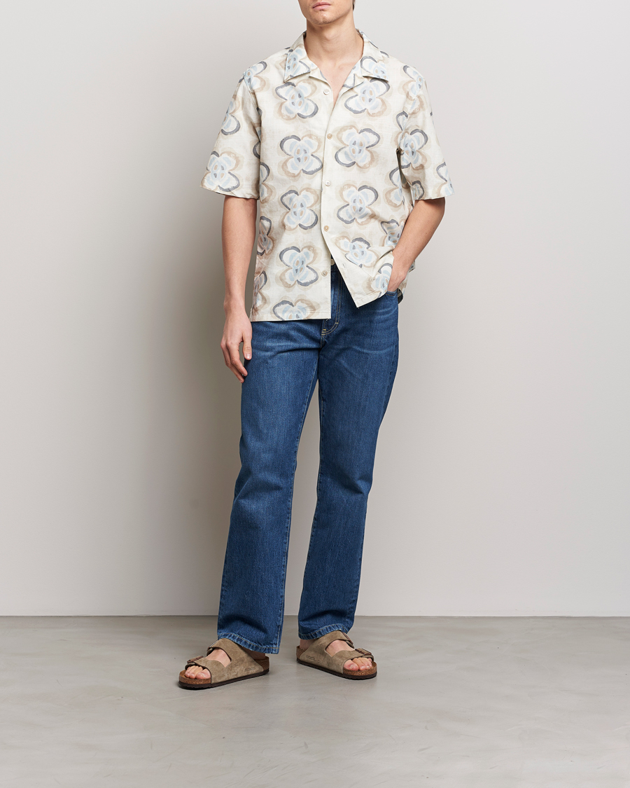 Hombres | Camisas | NN07 | Ole Printed Short Sleeve Shirt Ecru Multi